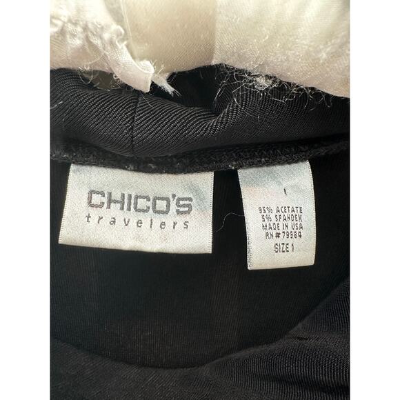 CHICO’S TRAVELERS | Black Cowl Neck Stretch Long Sleeve Top | Size 1 Medium - Picture 5 of 6